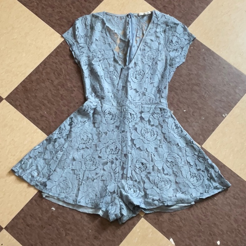 Blue lace romper